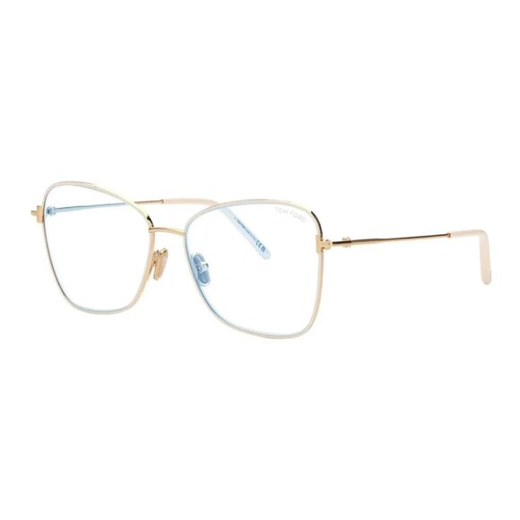 NEW TOM FORD FT5906-B/S 025 EYEGLASSES TF5906-B 025 IVORY/GOLD WOMEN BUTTERFLY